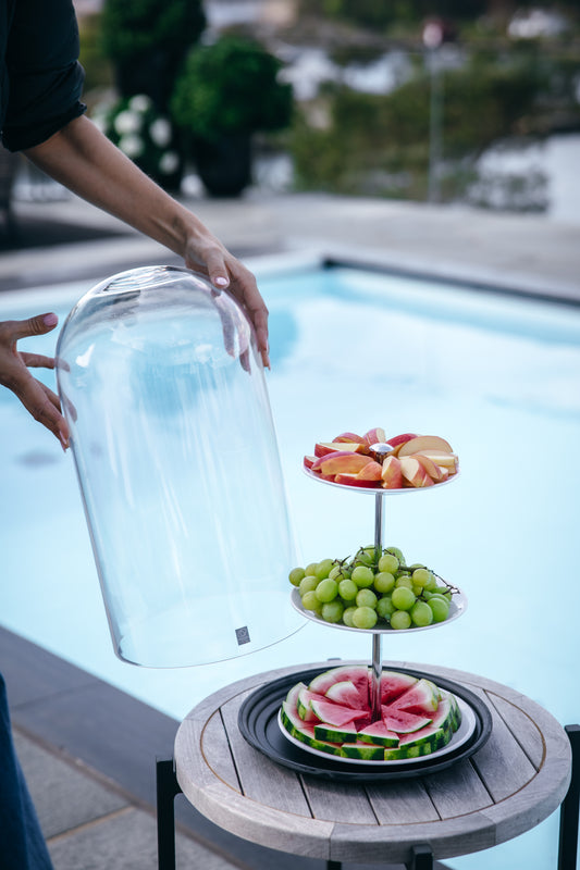 Elegant 3-etasjers serveringsfat med lokk – løfter borddekkingen til nye høyder!